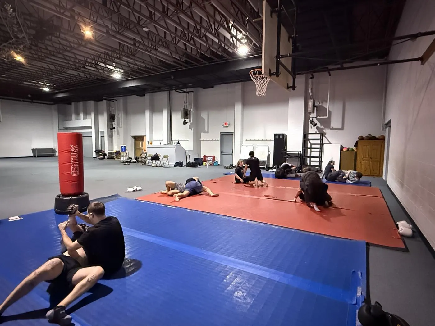 Members drilling grappling on the mats